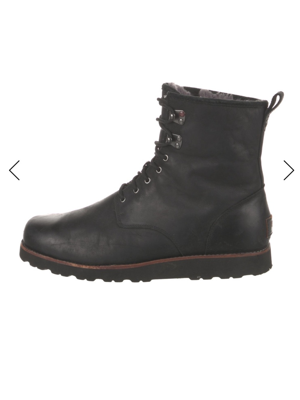 UGG Men’s Black Leather Lace-Up Boots Size 13